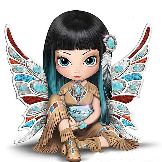 5D Diy Diamond Painting Kit Full Round Beads Big Eyes Doll(40*40cm)