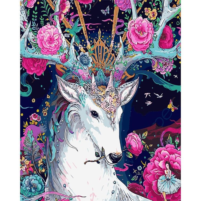 DIY Digital Oil Painting By Numbers Kits Flower Deer Wall Art