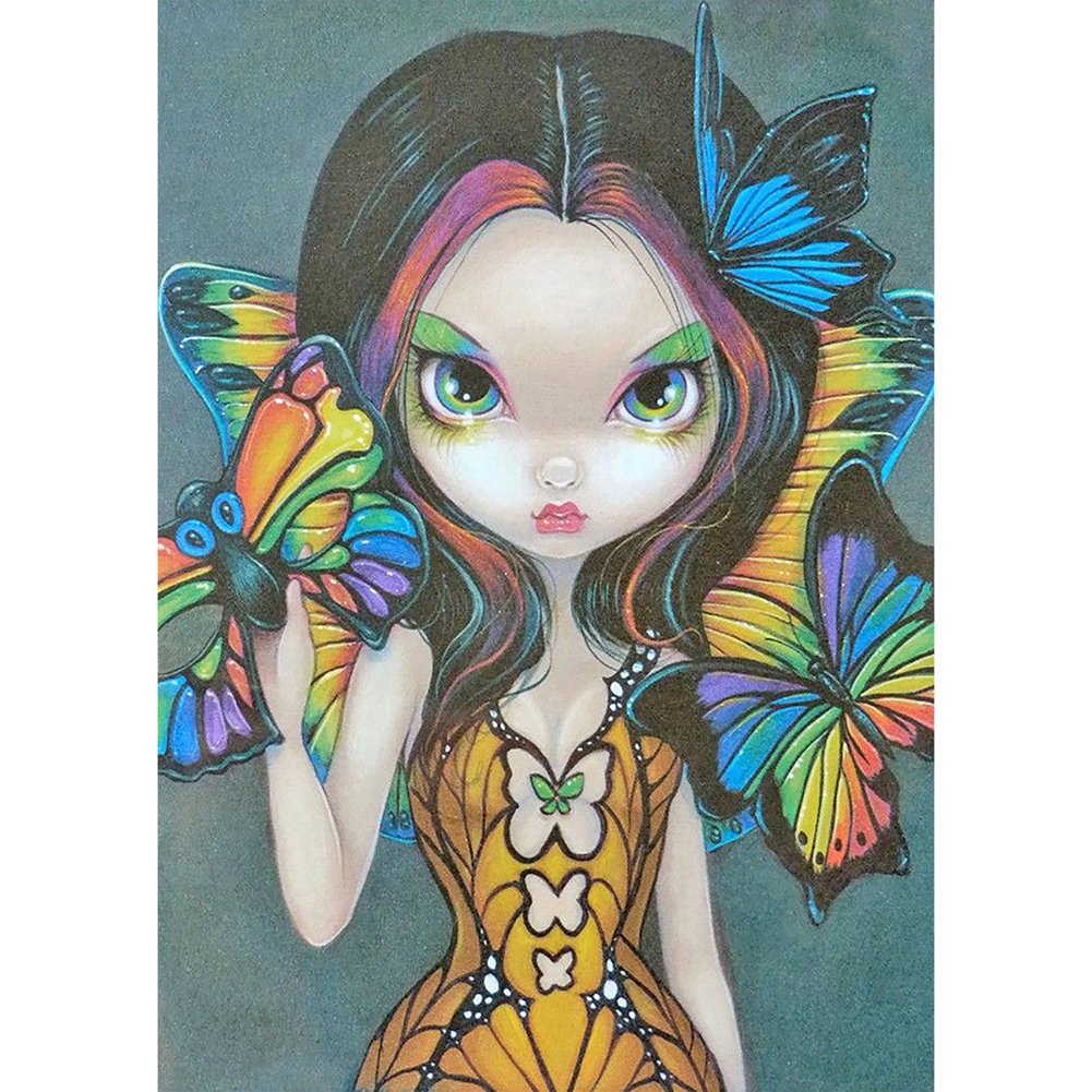 5D Diy Diamond Painting Kit Full Round Beads Big Eyes Girl