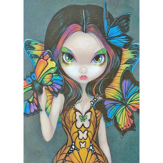 5D Diy Diamond Painting Kit Full Round Beads Big Eyes Girl