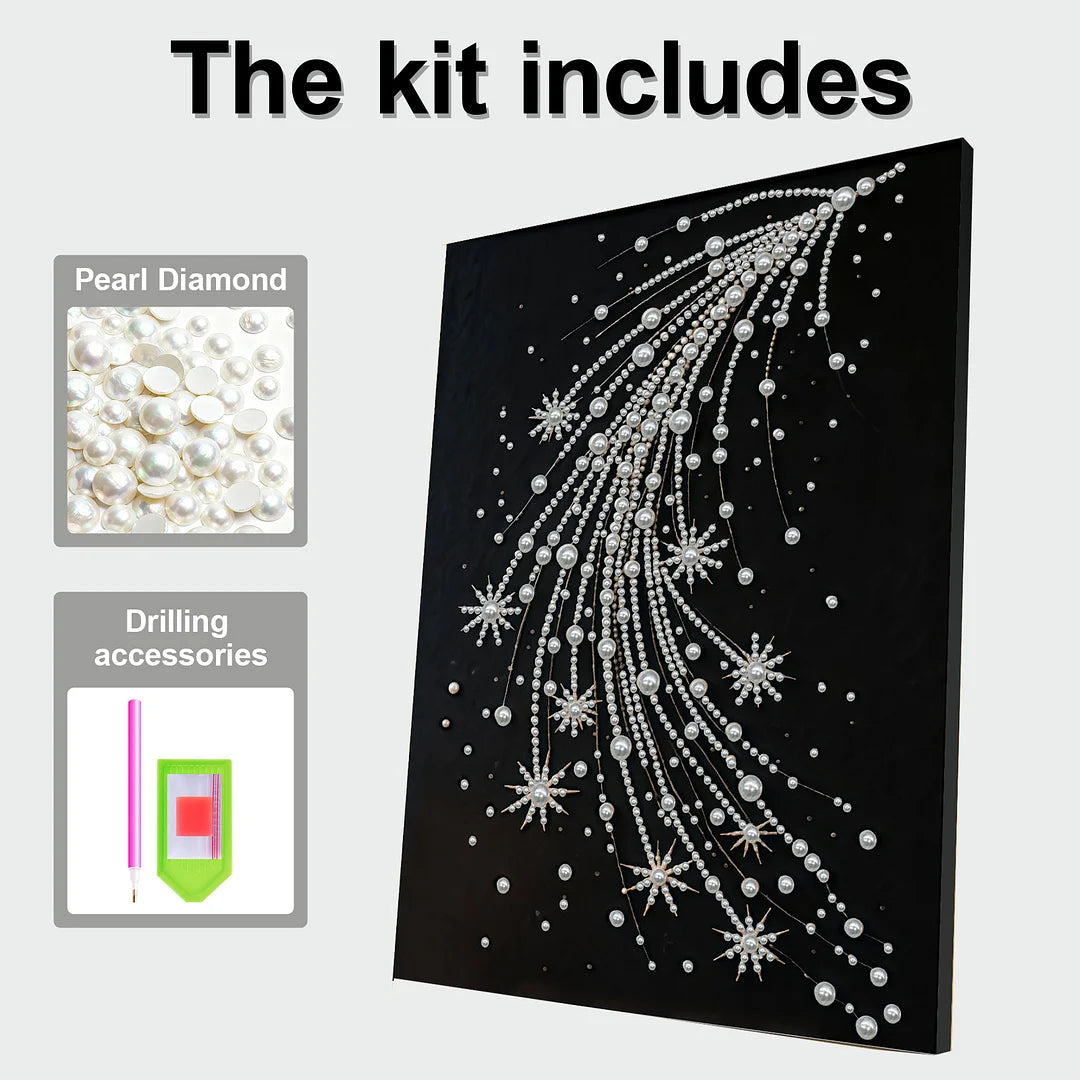 DIY Pearl Painting With Frame - Handmade Self-Adhesive Pearls - Starry Spray (30*40cm)