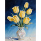 DIY Pearl Painting With Frame - Handmade Self-Adhesive Pearls - Yellow tulips (30*40cm)