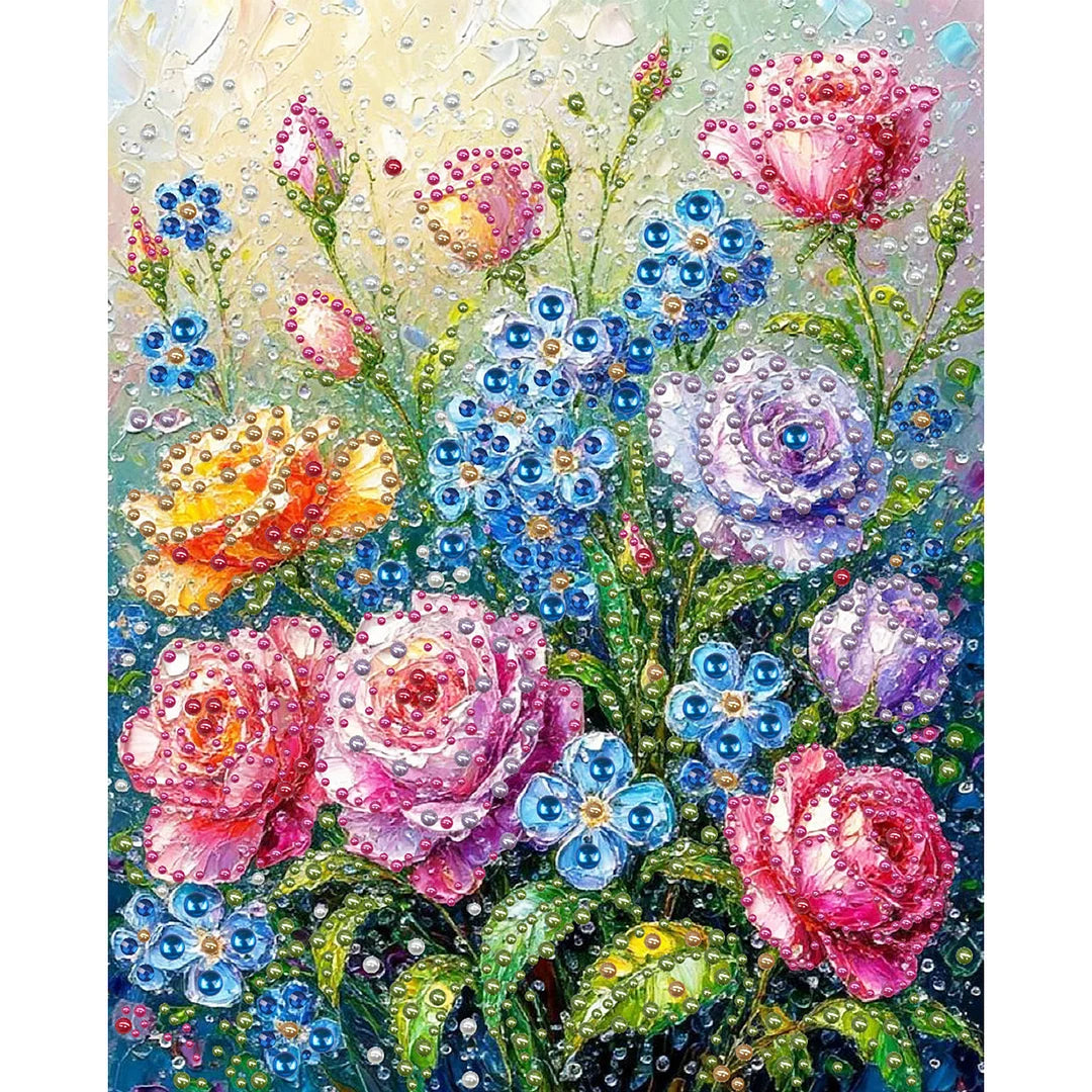 DIY Pearl Painting With Frame - Handmade Self-Adhesive Pearls - Garden (40*50cm)