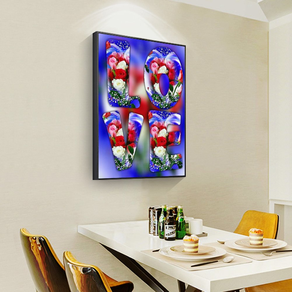 Diamond Painting - Full Round - Valentine Day Rose Love