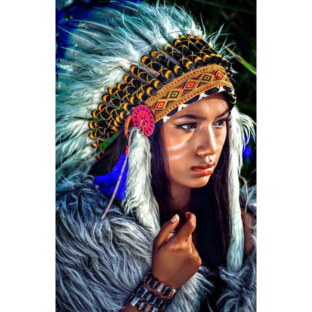 5D Diy Diamond Painting Kit Full Round Beads Beautiful Indian Beauty