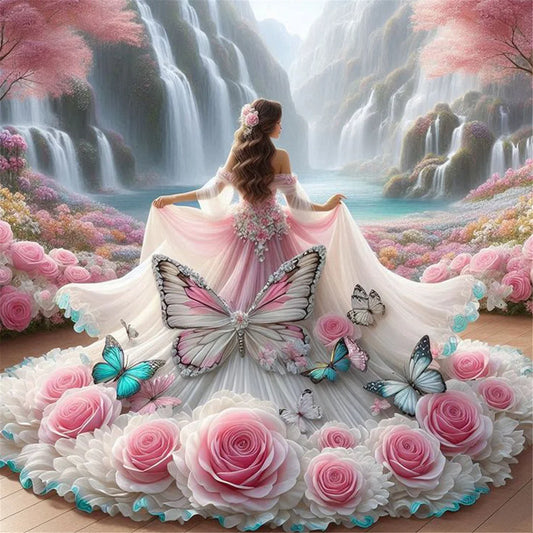 Diamond Painting - Full Round / Square - Girl In Rose Evening Dress