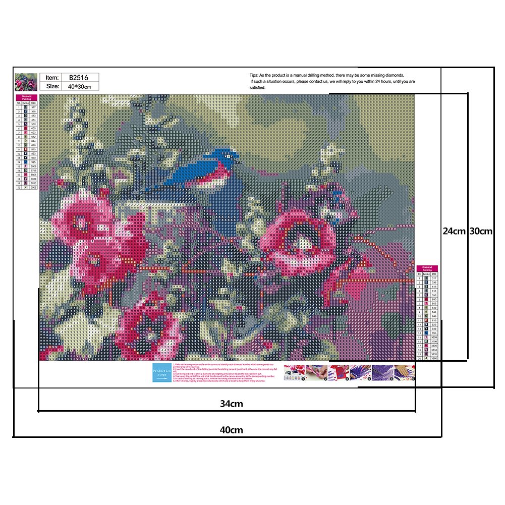 Diamond Painting - Full Round - Flower Bird G