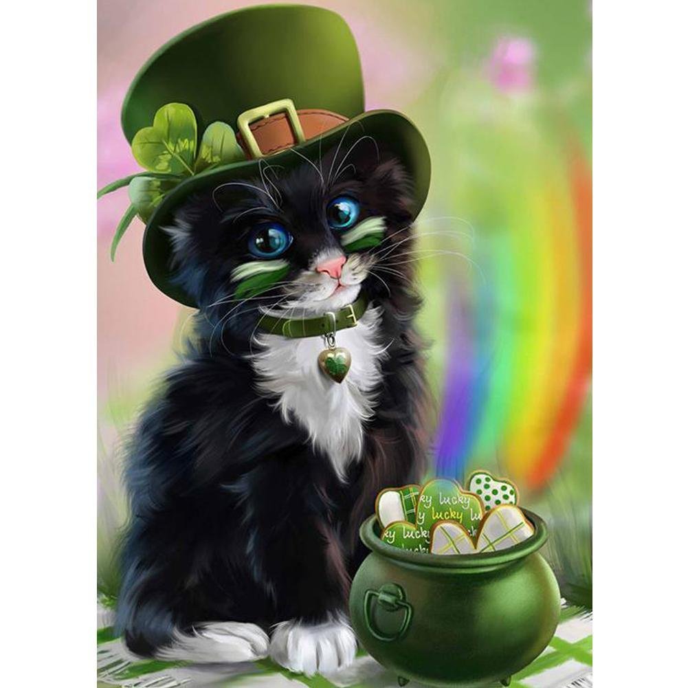 5D DIY Diamond Painting Kit Full Round Drill Black Cat