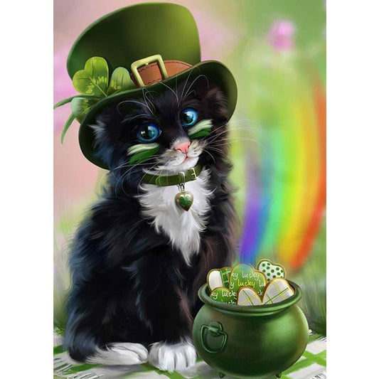 5D DIY Diamond Painting Kit Full Round Drill Black Cat