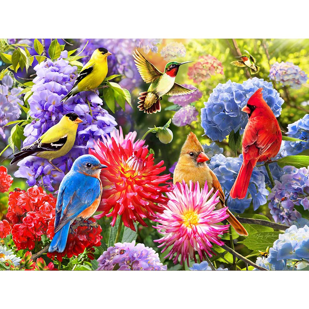 5D Diy Diamond Painting Kit Full Round Beads Flower Birds