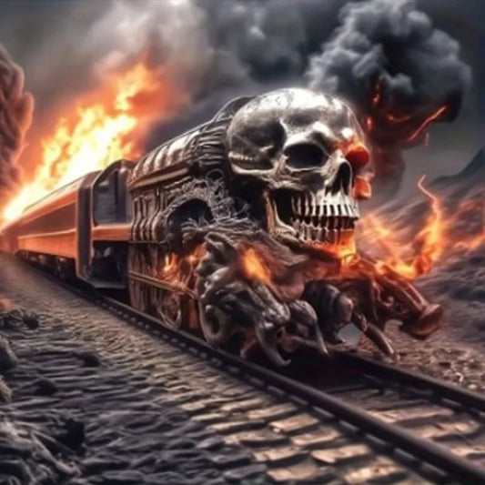 Diamond Painting - Full Round / Square - Skeleton Train