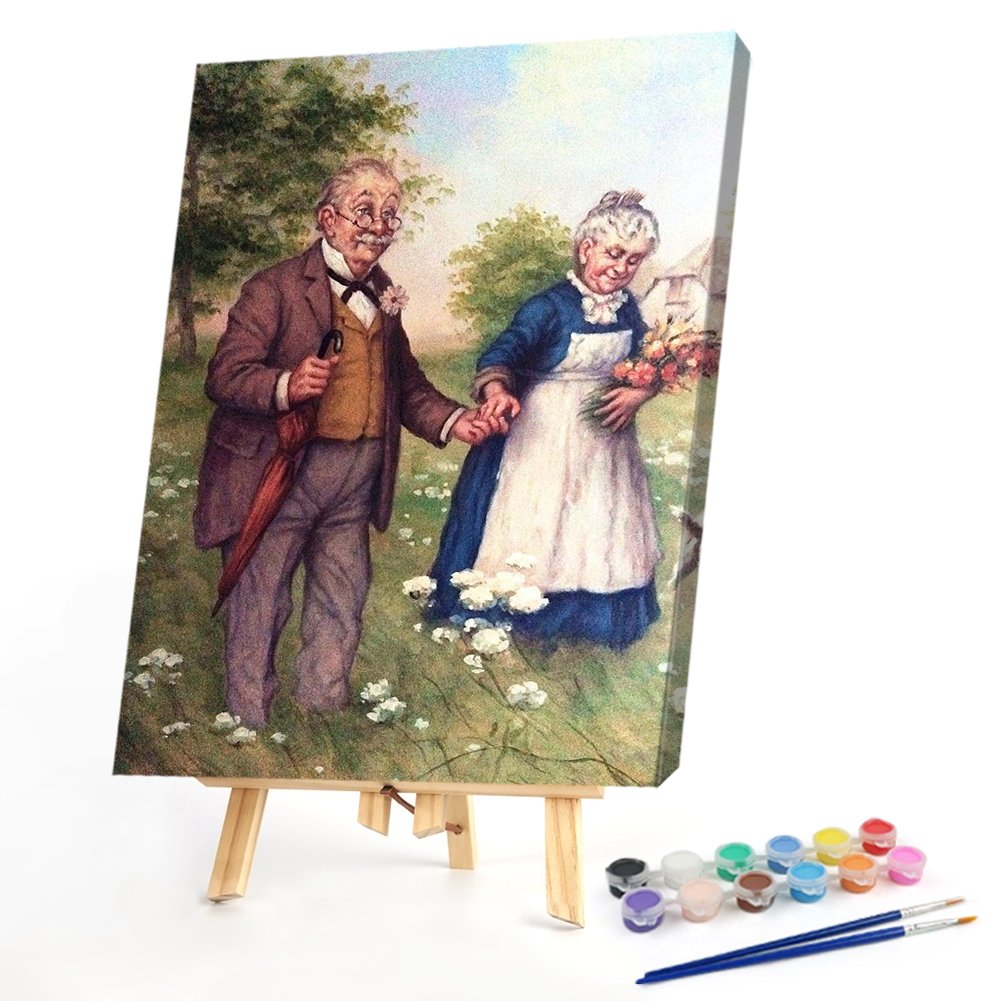 Paint By Number - Oil Painting - Sweet Old Couple(40*50cm)