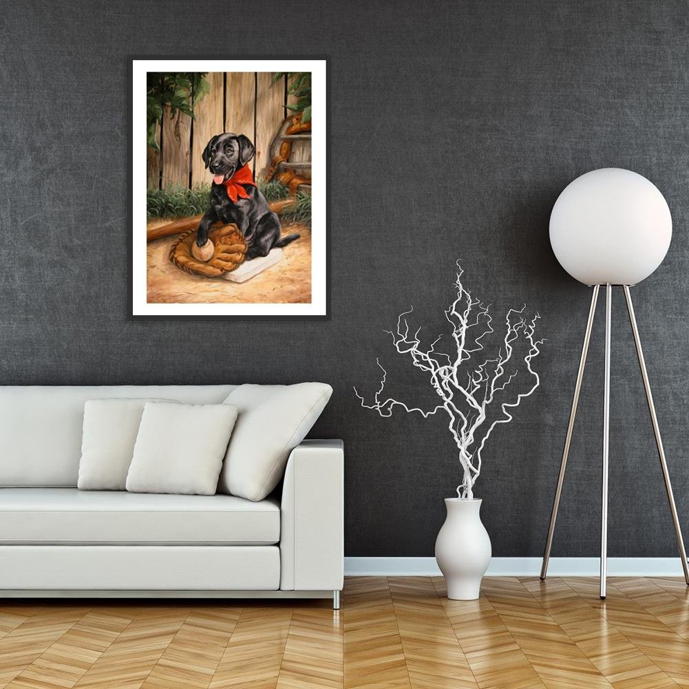 Diamond Painting - Full Round - Baseball Dog