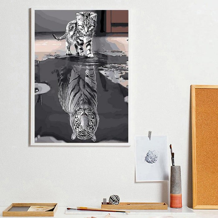 Novelty Reflection Hand Painted Canvas Oil Art Picture Craft Home Wall Decor 
