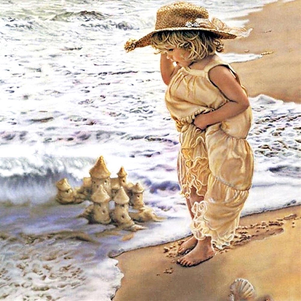 Diamond Painting - Full Round - Playing Girl