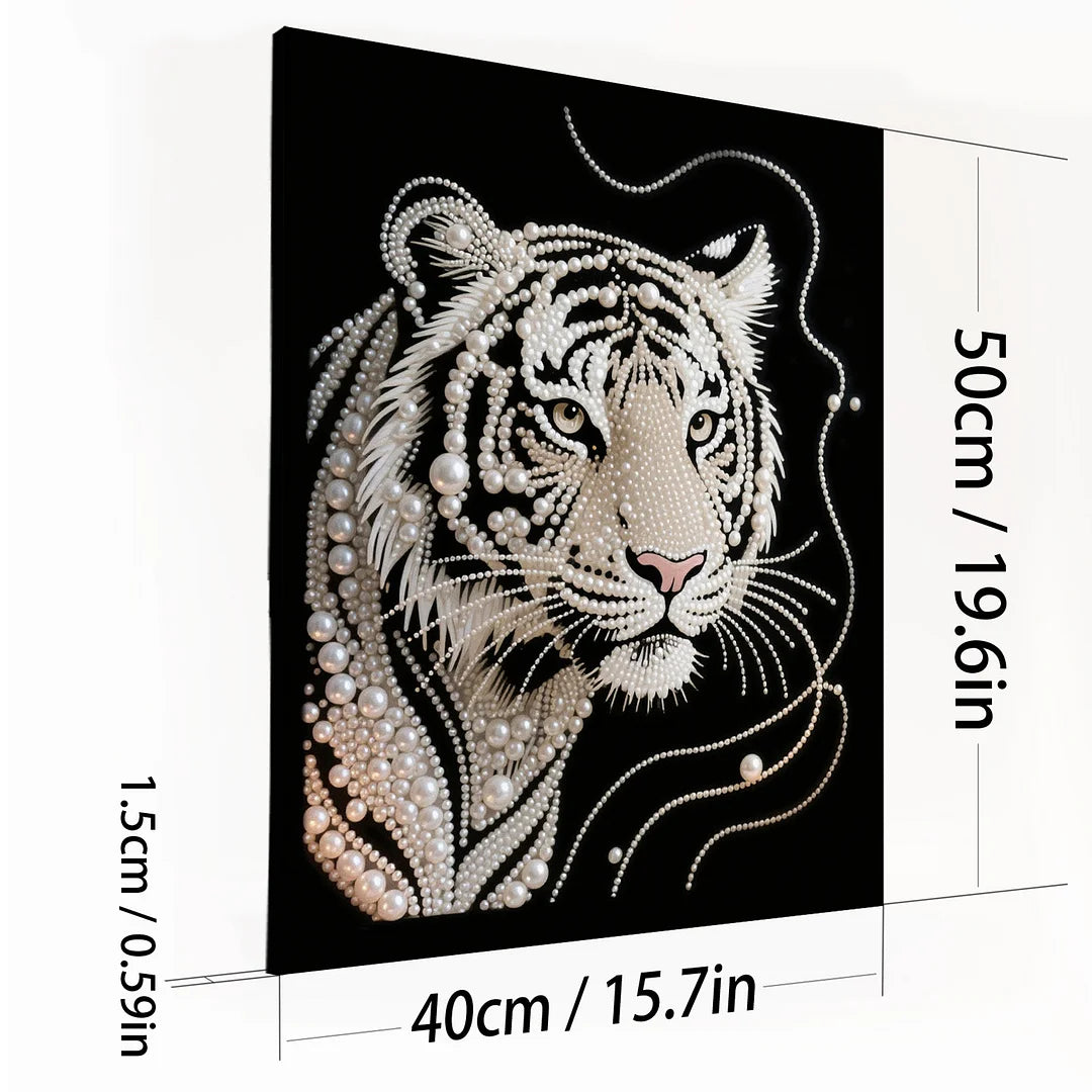 DIY Pearl Painting With Frame - Handmade Self-Adhesive Pearls - Tiger(40*50cm)