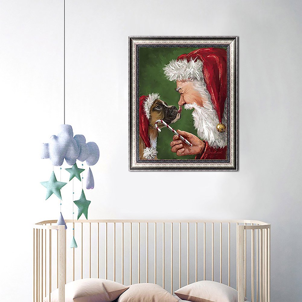 Diamond Painting - Full Round - Santa Claus & Dog
