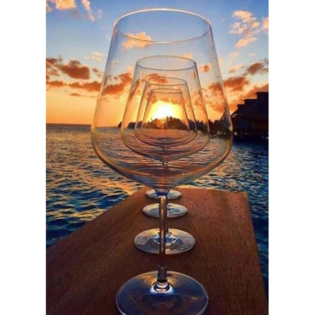 5D Diy Diamond Painting Kit Full Round Beads Wine Glass