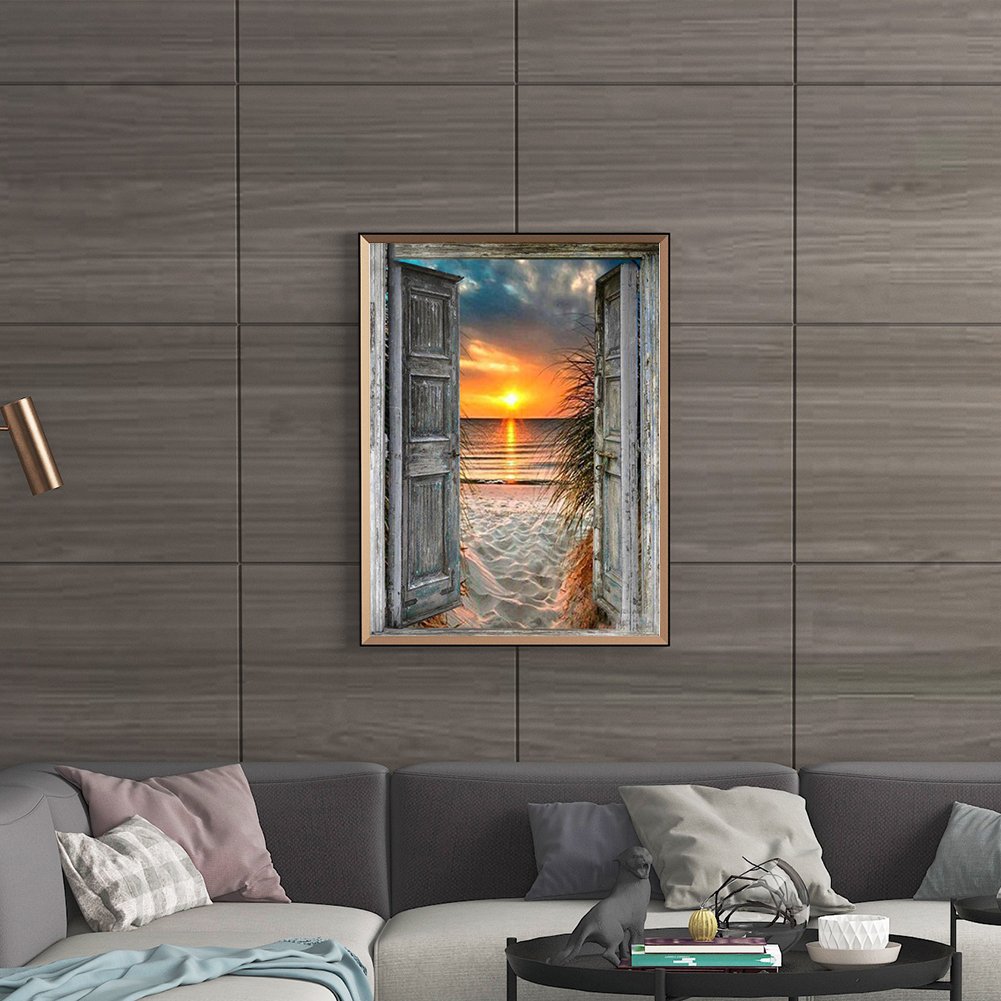Diamond Painting - Full Round - Window Sunset