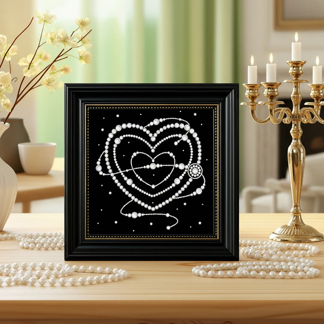 DIY Pearl Painting With Frame - Handmade Self-Adhesive Pearls - Love (27*27cm)