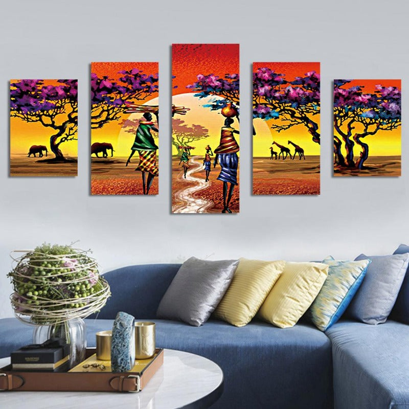 African Scenery Full Round Beads Art