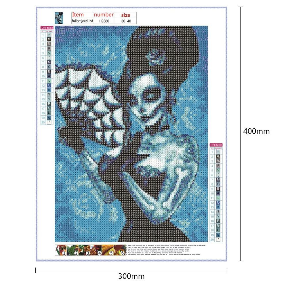 Diamond Painting - Full Round - Skull Women with Fan