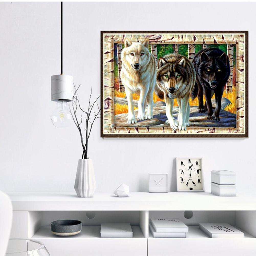 Diamond Painting - Full Round - Three Wolves