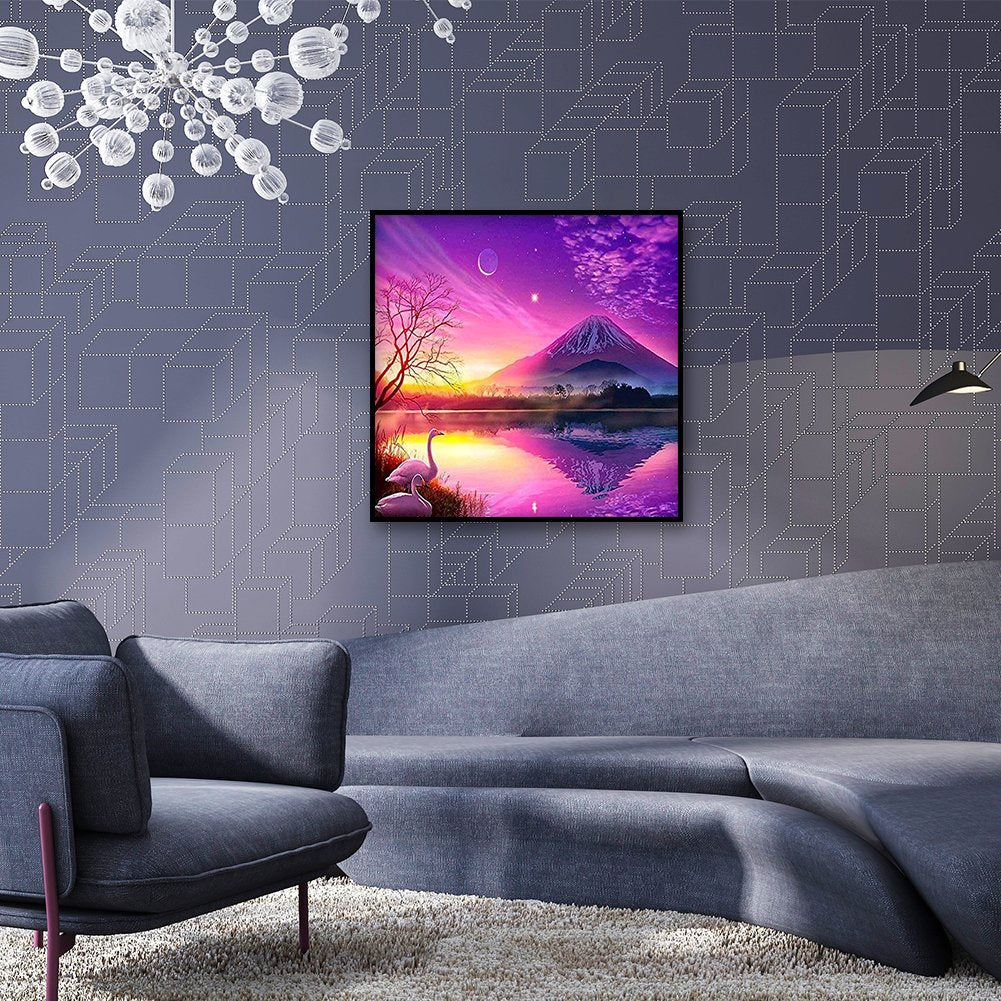 Diamond Painting - Full Round - Purple Snow Mountain
