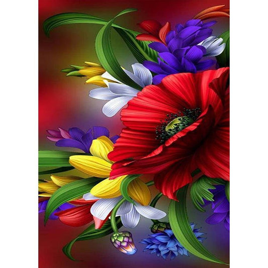 5D Diy Diamond Painting Kit Full Round Beads Passion Flower