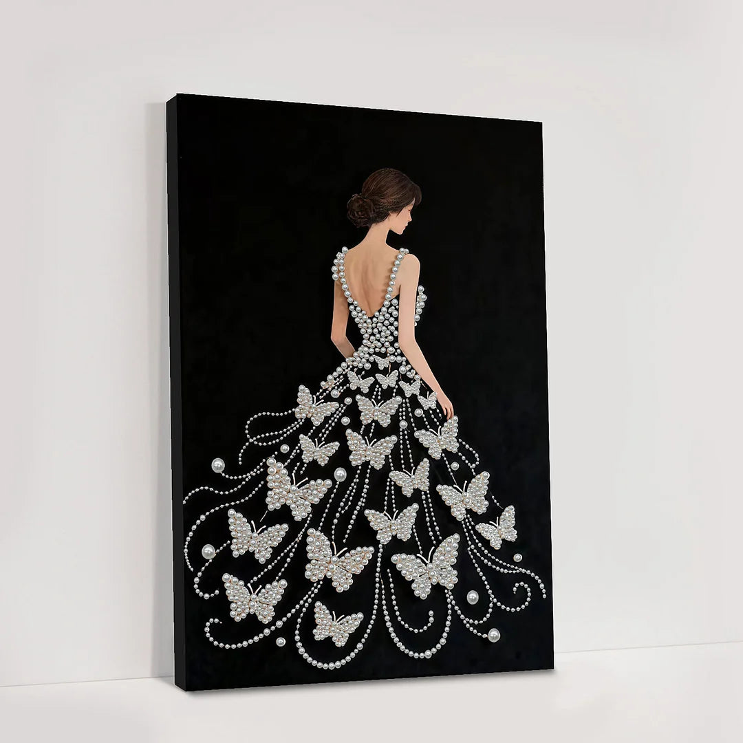 DIY Pearl Painting With Frame - Handmade Self-Adhesive Pearls - Girl (30*40cm) C