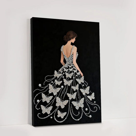 DIY Pearl Painting With Frame - Handmade Self-Adhesive Pearls - Girl (30*40cm) C