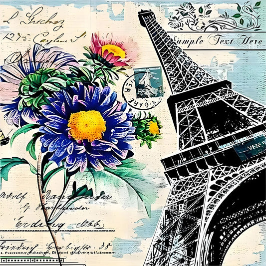 Diamond Painting - Full Round / Square - Eiffel Tower Stamp B