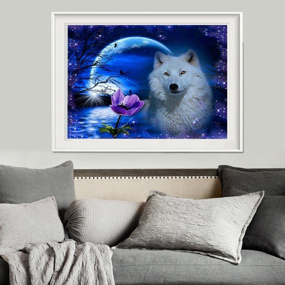 Diamond Painting - Partial Round - Night Wolf