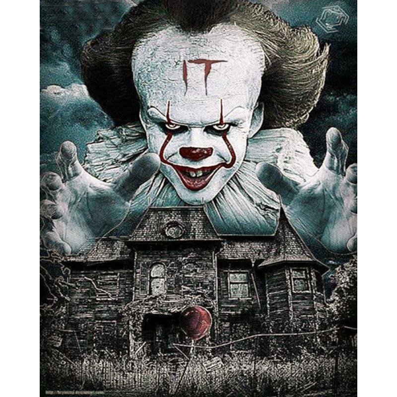5D Diy Diamond Painting Kit Full Round Beads Scare Clown