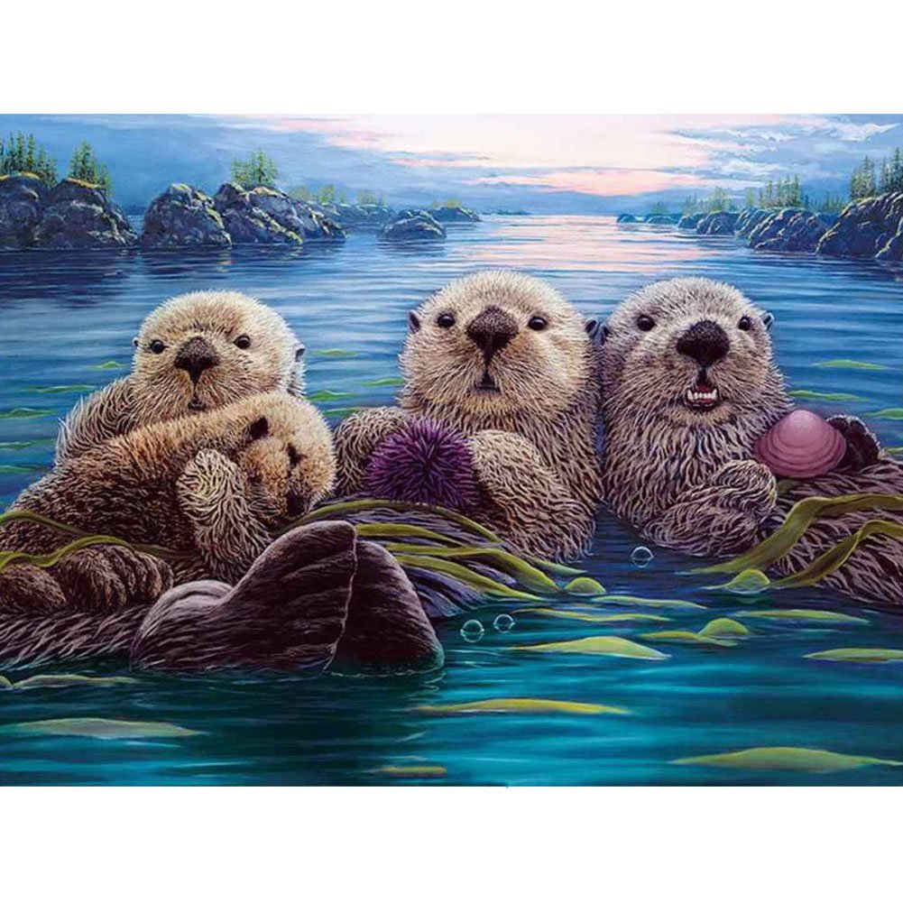 5D Diy Diamond Painting Kit Full Round Beads Otter