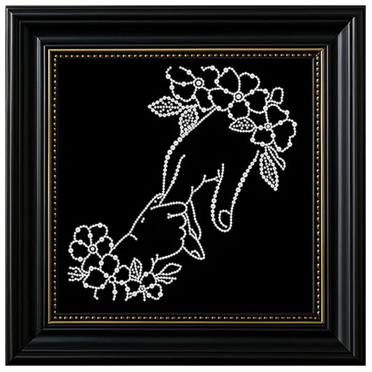 DIY Pearl Painting With Frame - Handmade Self-Adhesive Pearls - Holding Hands (27*27cm)