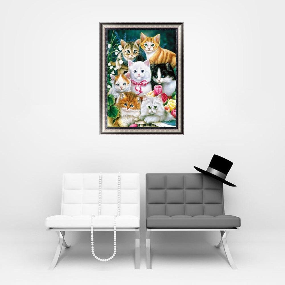 5D DIY Diamond Painting Kit - Partial Round - Cats Family