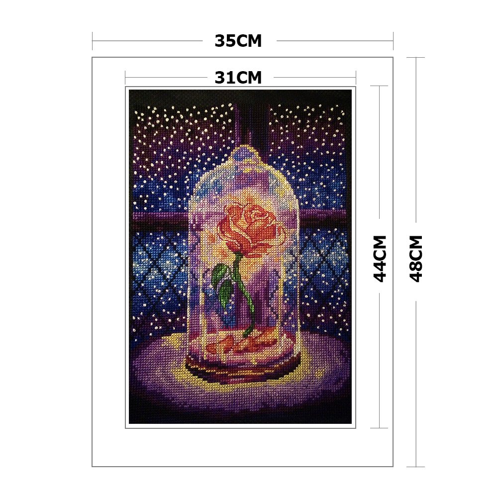11ct Stamped Cross Stitch - Rose In Glass(35*48cm)