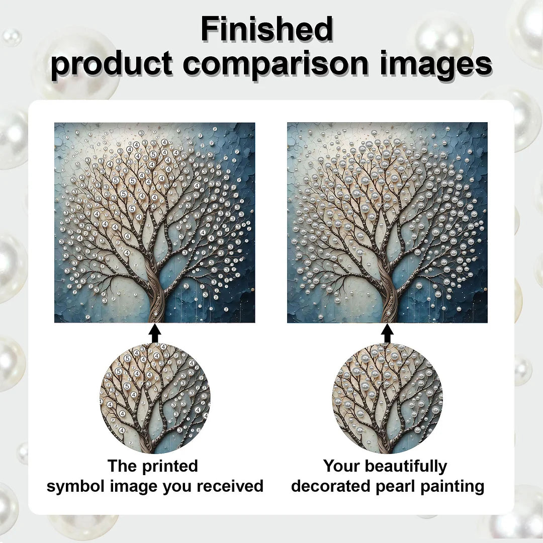 DIY Pearl Painting With Frame - Handmade Self-Adhesive Pearls - Sacred Tree (30*30cm)