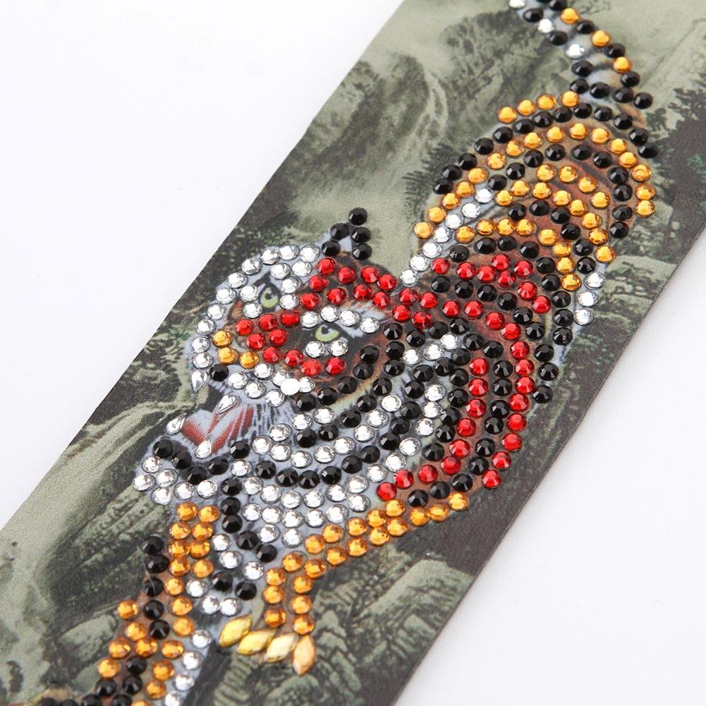 DIY Tiger Special Shape Diamond Painting Creative Leather Tassel Book Marks?¡é