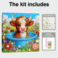 DIY Pearl Painting With Frame - Handmade Self-Adhesive Pearls - Cow (25*25cm)