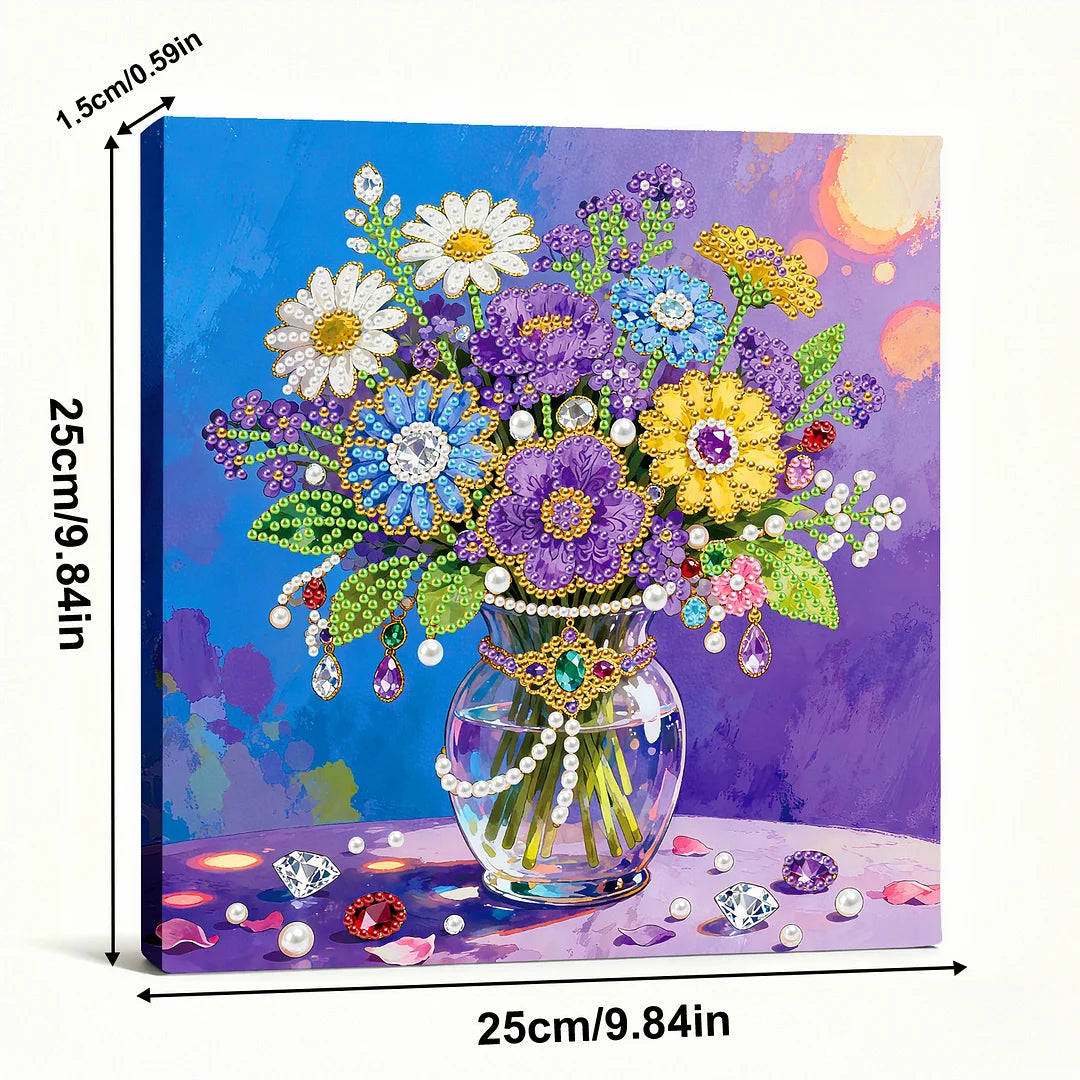 DIY Pearl Painting With Frame - Handmade Self-Adhesive Pearls - Vase (25*25cm)