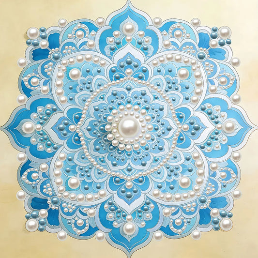 DIY Pearl Painting With Frame - Handmade Self-Adhesive Pearls - Mandala (30*30cm) D