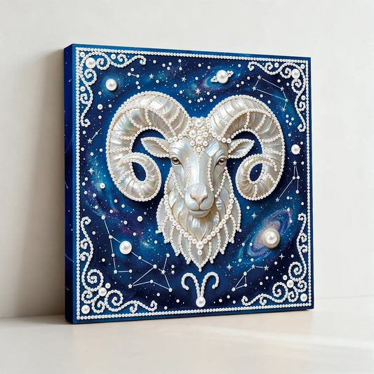 DIY Pearl Painting With Frame - Handmade Self-Adhesive Pearls - Aries (25*25cm)