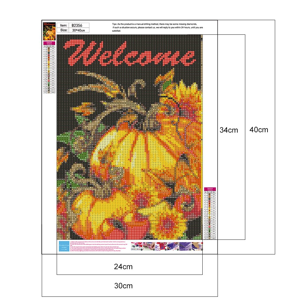 5D DIY Diamond Painting Kit - Full Round - Pumpkin B