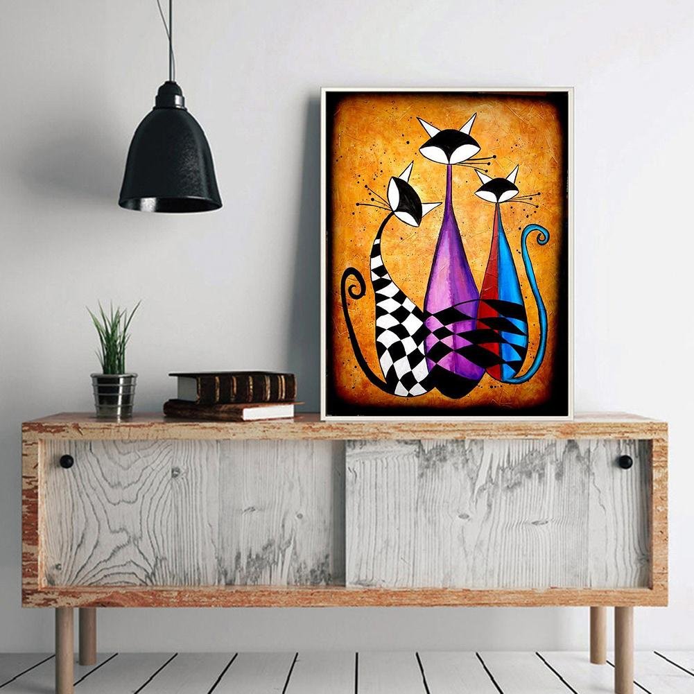 5D DIY Diamond Painting Kit - Full Round - Three Cartoon Cats