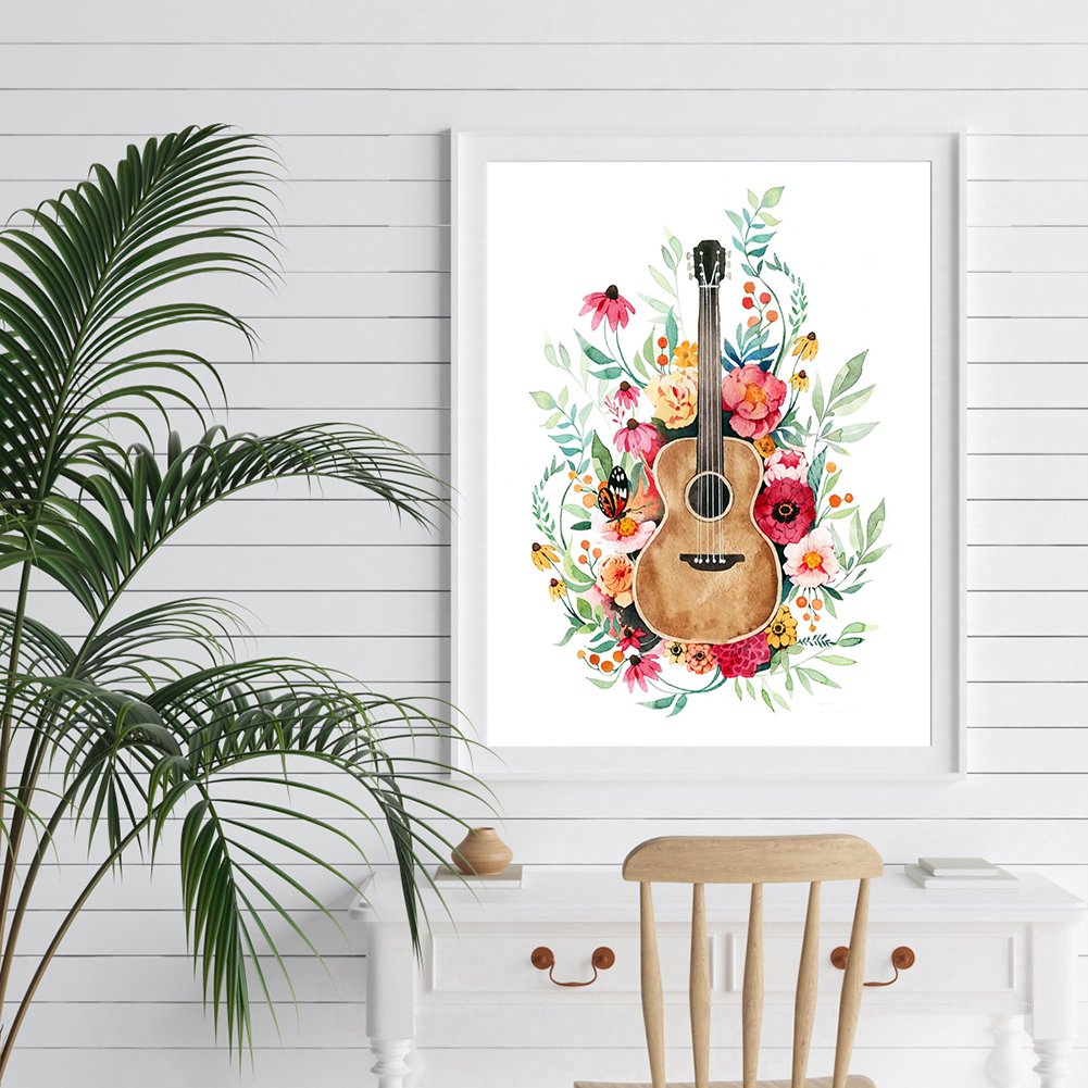 Diamond Painting - Full Round - Guitar Flower