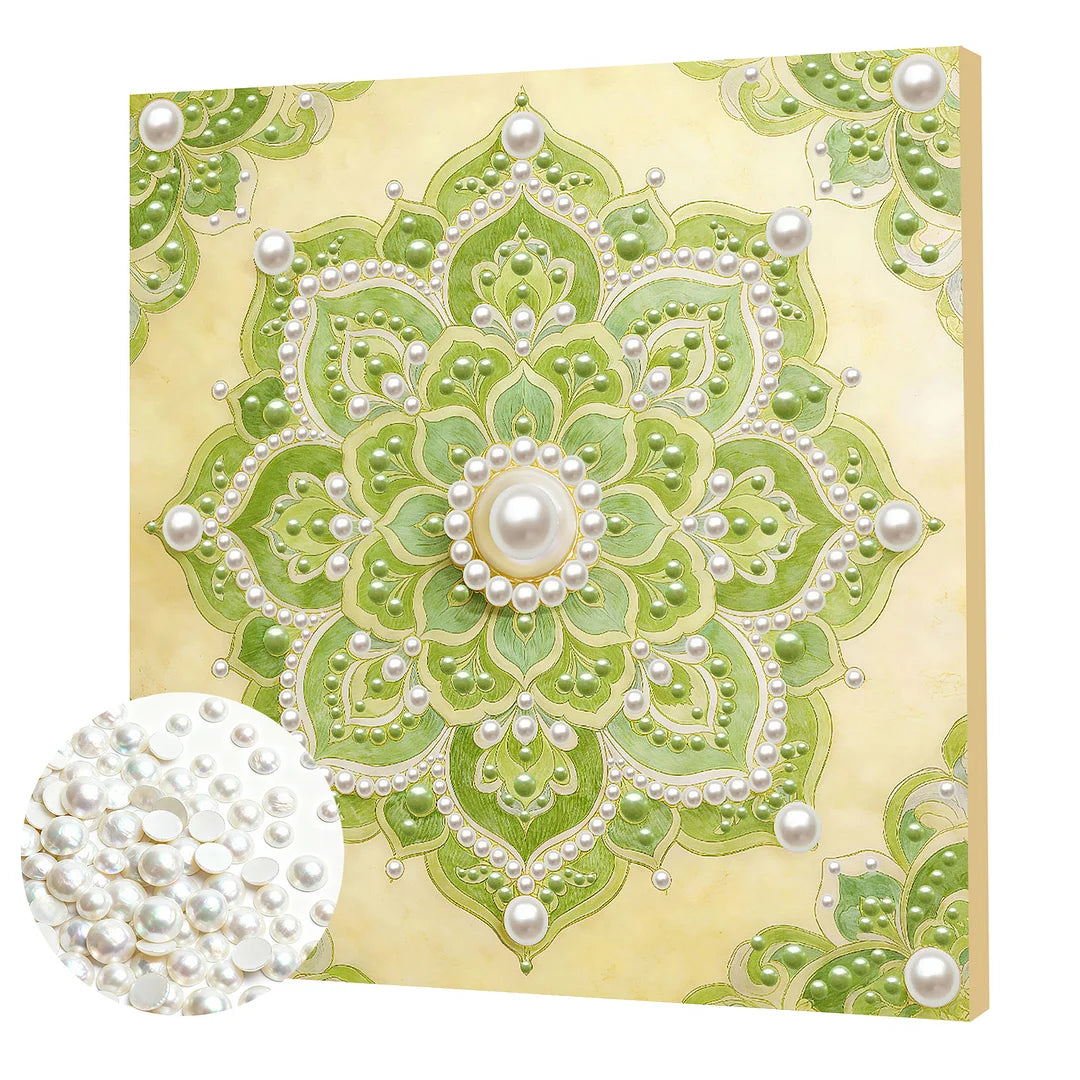 DIY Pearl Painting With Frame - Handmade Self-Adhesive Pearls - Mandala (30*30cm) A
