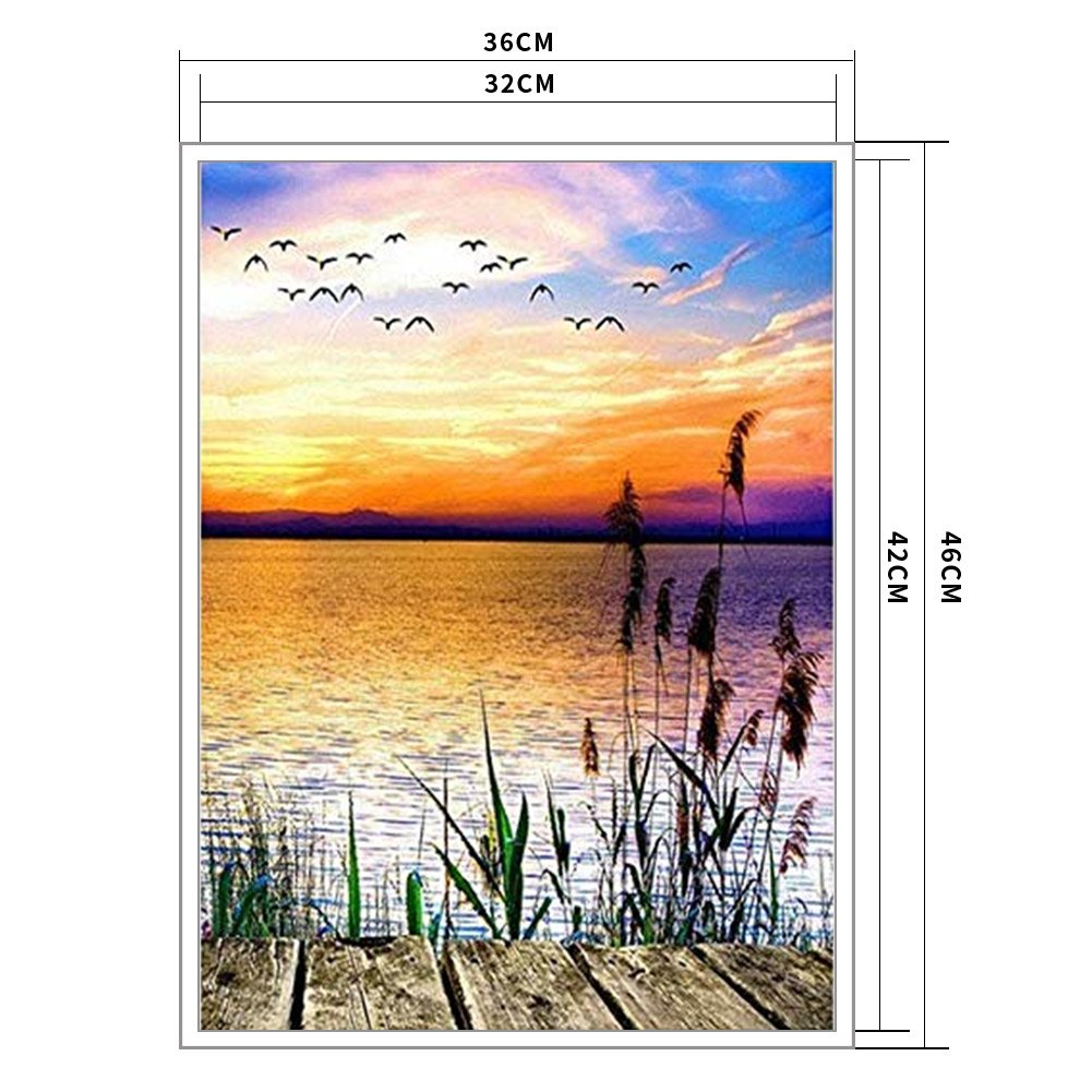 11ct Stamped Cross Stitch - Lakeside Sunset(36*46cm)