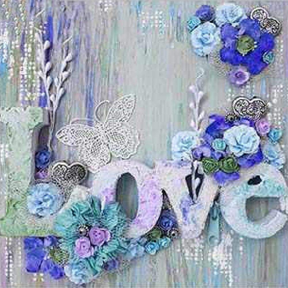 Diamond Painting - Full Round - Purple LOVE Flower